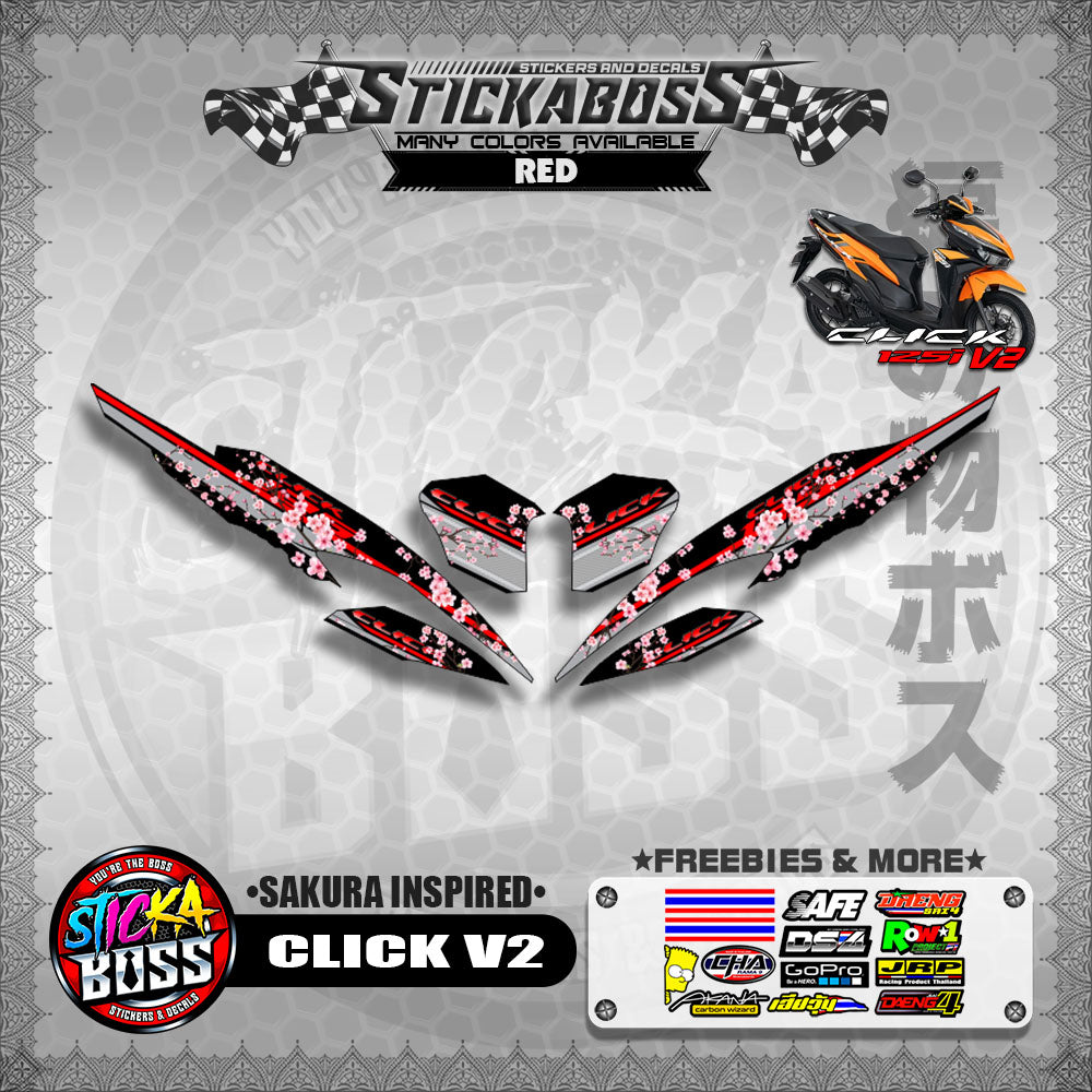 CLICK V2 STICKER DECALS ( SAKURA INSPIRED )【WITH FREEBIES】