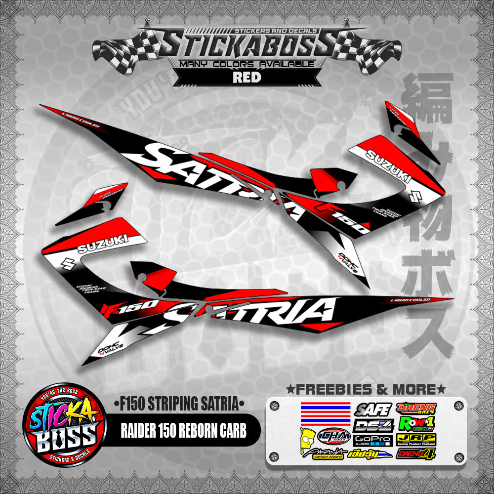 RAIDER 150 REBORN CARB STICKER DECALS ( F150 STRIPING SATRIA )【WITH FREEBIES】