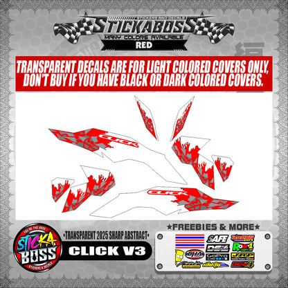 CLICK V3 INDO STICKER DECALS ( TRANSPARENT 2025 SHARP ABSTRACT )【WITH FREEBIES】