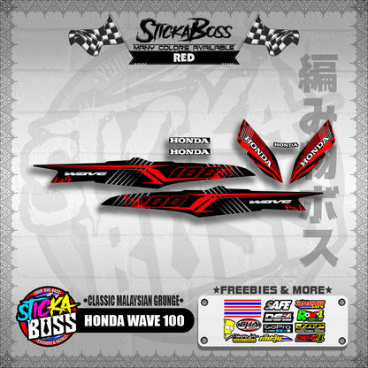 HONDA WAVE 100 DECALS ( CLASSIC MALAYSIAN GRUNGE )【WITH FREEBIES】