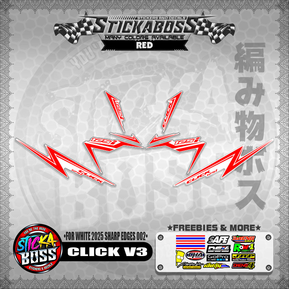 CLICK V3 INDO STICKER DECALS ( FOR WHITE 2025 SHARP EDGES 002 )【WITH FREEBIES】