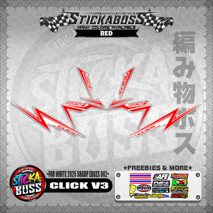 CLICK V3 INDO STICKER DECALS ( FOR WHITE 2025 SHARP EDGES 002 )【WITH FREEBIES】