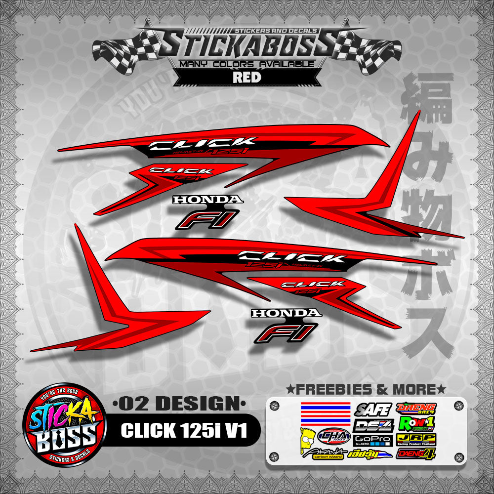 CLICK 125I V1 STOCK DECALS ( 02 DESIGN )【WITH FREEBIES】