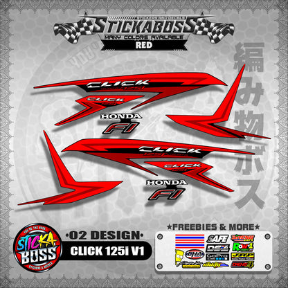 CLICK 125I V1 STOCK DECALS ( 02 DESIGN )【WITH FREEBIES】