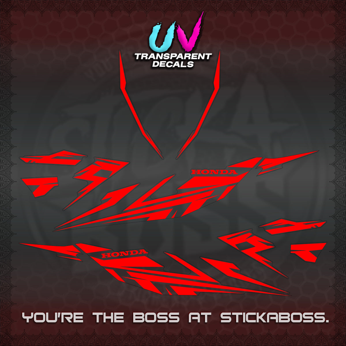 CLICK 125 V4 UV TRANSPARENT DECALS (2026 MINIMAL 001 DESIGN)STICKER DECALS By STICKABOSS