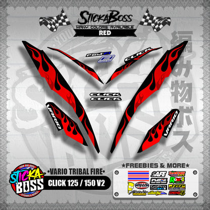 CLICK 125 / 150 V2 DECALS ( VARIO TRIBAL FIRE )【WITH FREEBIES】