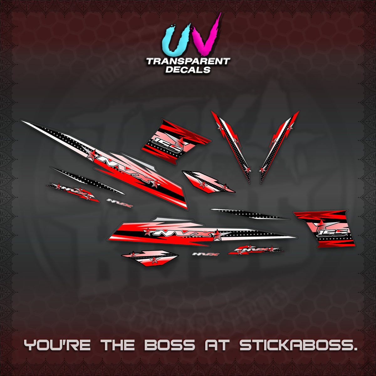 AEROX V2 UV TRANSPARENT DECALS (2026 INDO STAR 001) STICKER KITS BY STICKABOSS