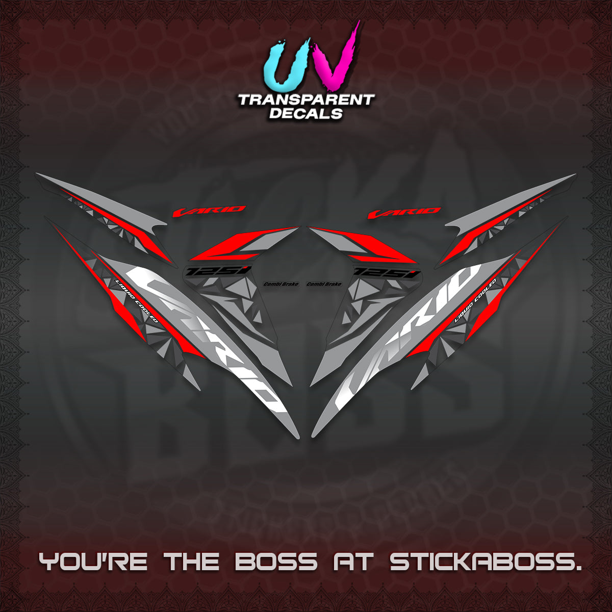 CLICK 125 V2 VARIO UV TRANSPARENT DECALS (2018–2022 STYLE DESIGN) STICKER DECALS BY STICKABOSS