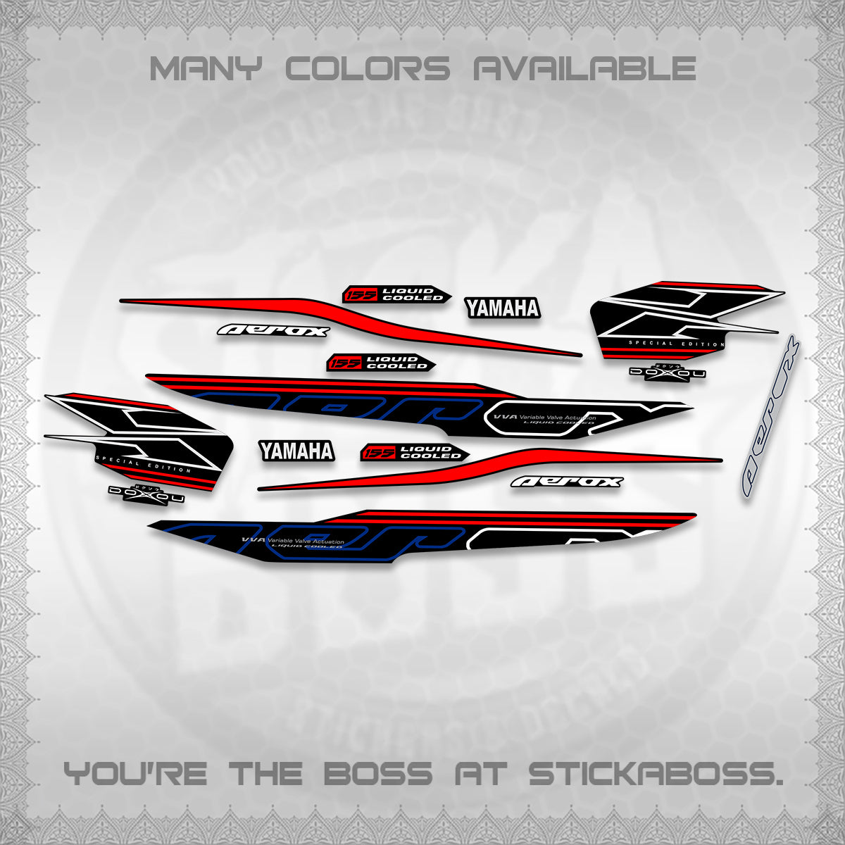 AEROX 155 V1 DECALS (2026 CYBER STYLE 01) STICKER KITS BY STICKABOSS