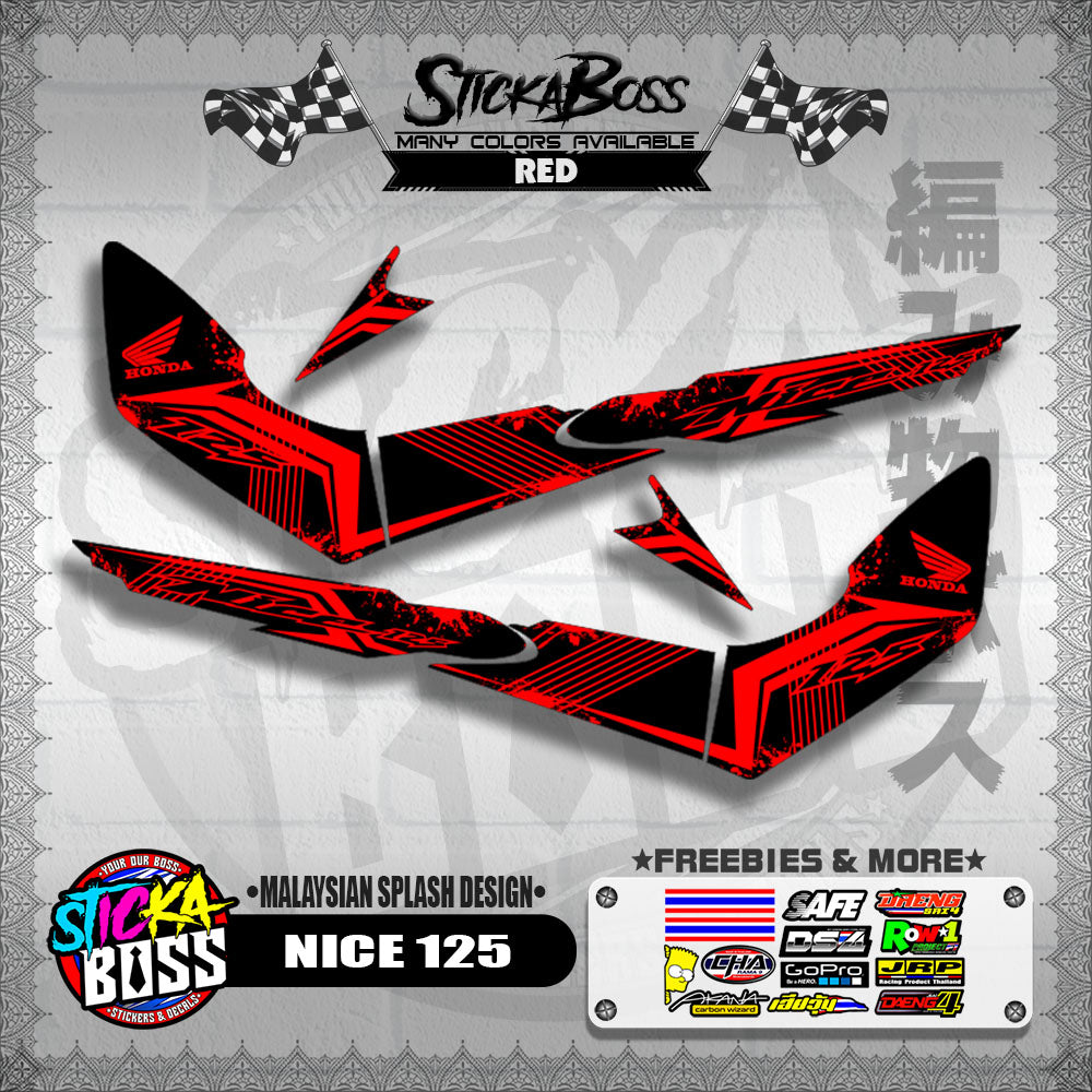 NICE 125 DECALS ( MALAYSIAN SPLASH DESIGN ) [ PREMIUM GLOSSY LAMINATED ]【WITH FREEBIES】