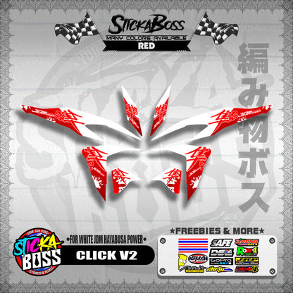 CLICK V2 DECALS ( FOR WHITE JDM HAYABUSA POWER ) [ PREMIUM GLOSSY LAMINATED ]【WITH FREEBIES】