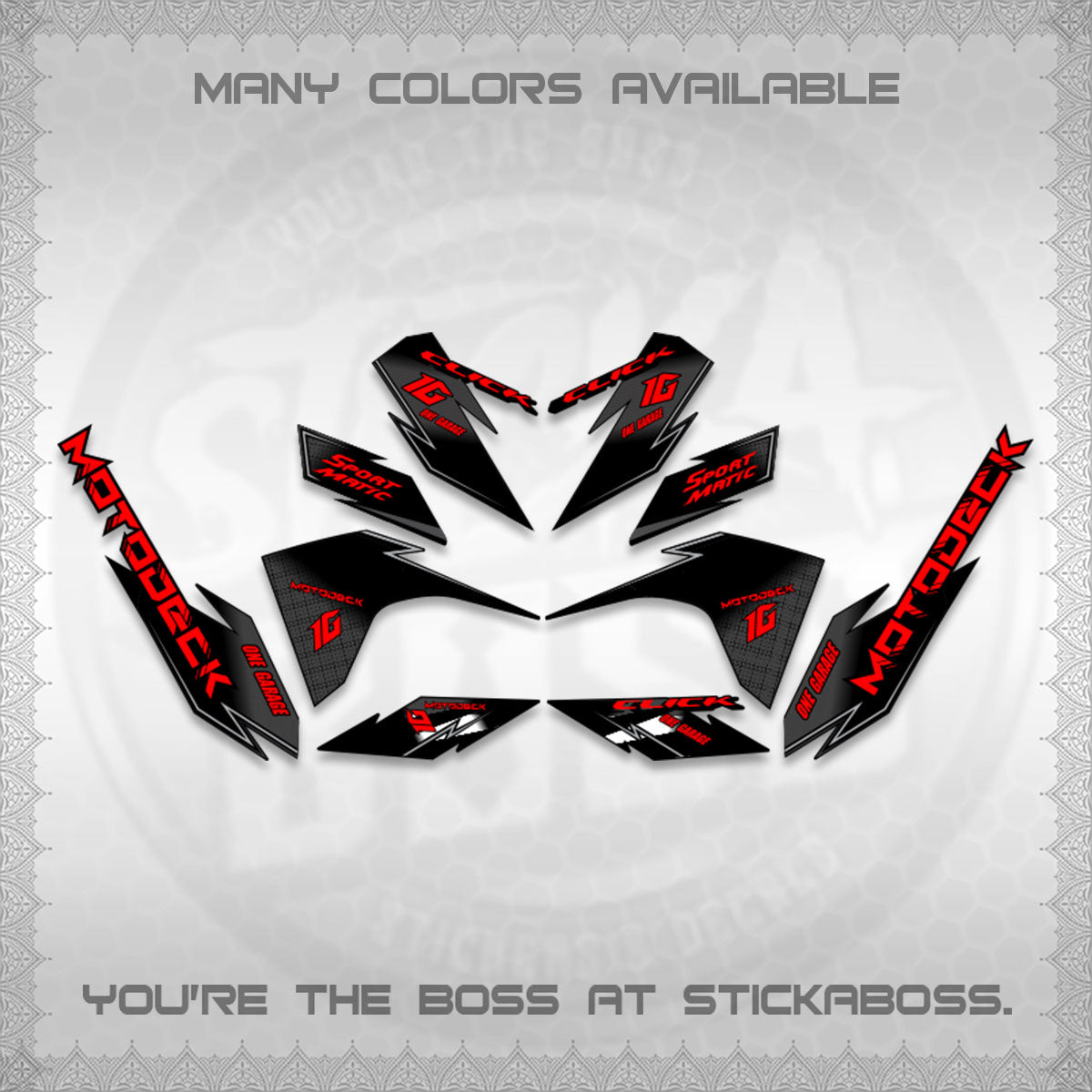 CLICK V3 DECALS (ONE GARAGE INSPIRED)STICKER DECALS BY STICKABOSS