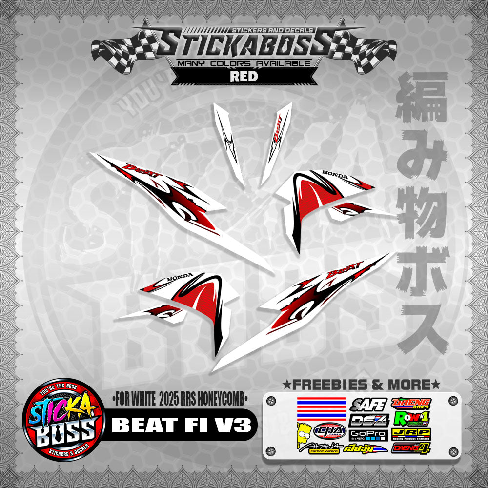 BEAT FI V3 INDO STICKER DECALS ( FOR WHITE  2025 RRS HONEYCOMB )【WITH FREEBIES】