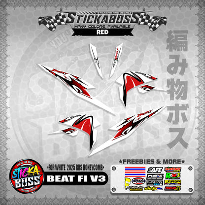 BEAT FI V3 INDO STICKER DECALS ( FOR WHITE  2025 RRS HONEYCOMB )【WITH FREEBIES】