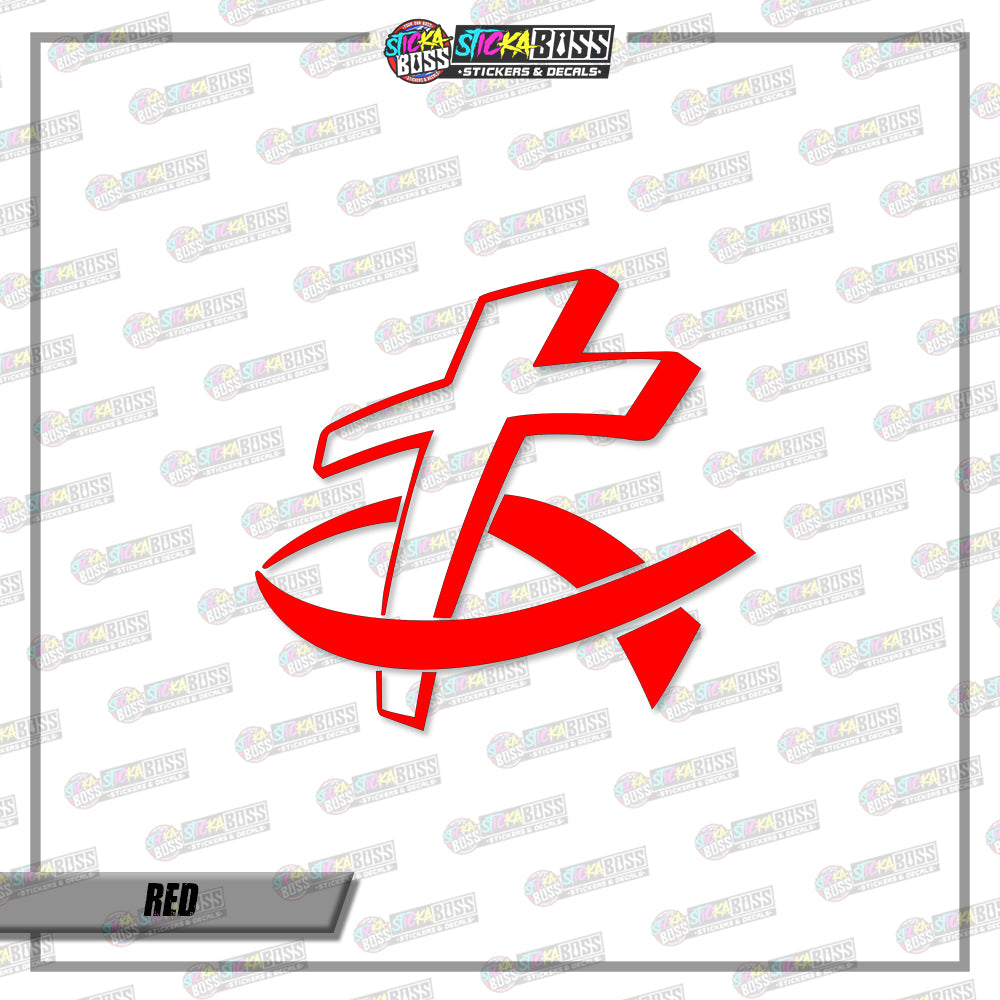 FISH CROSS (VINYL CUT-OUT STICKER DECALS )【Stickaboss】