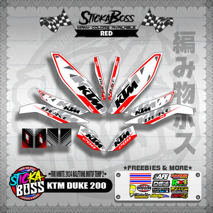 KTM DUKE 200 STICKER DECALS ( FOR WHITE 2024 HALFTONE MOTIF TEMP 2 )【WITH FREEBIES】