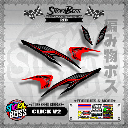 CLICK V2 DECALS ( 2 TONE SPEED STREAKS )【WITH FREEBIES】