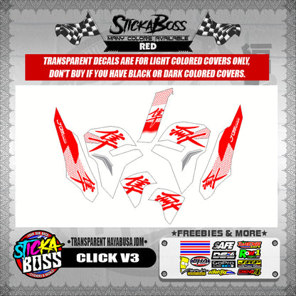 CLICK V3 DECALS ( TRANSPARENT HAYABUSA JDM )【WITH FREEBIES】