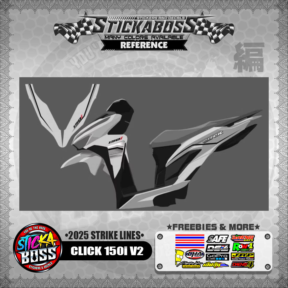 CLICK 150i V2 STICKER DECALS ( 2025 STRIKE LINES )【WITH FREEBIES】