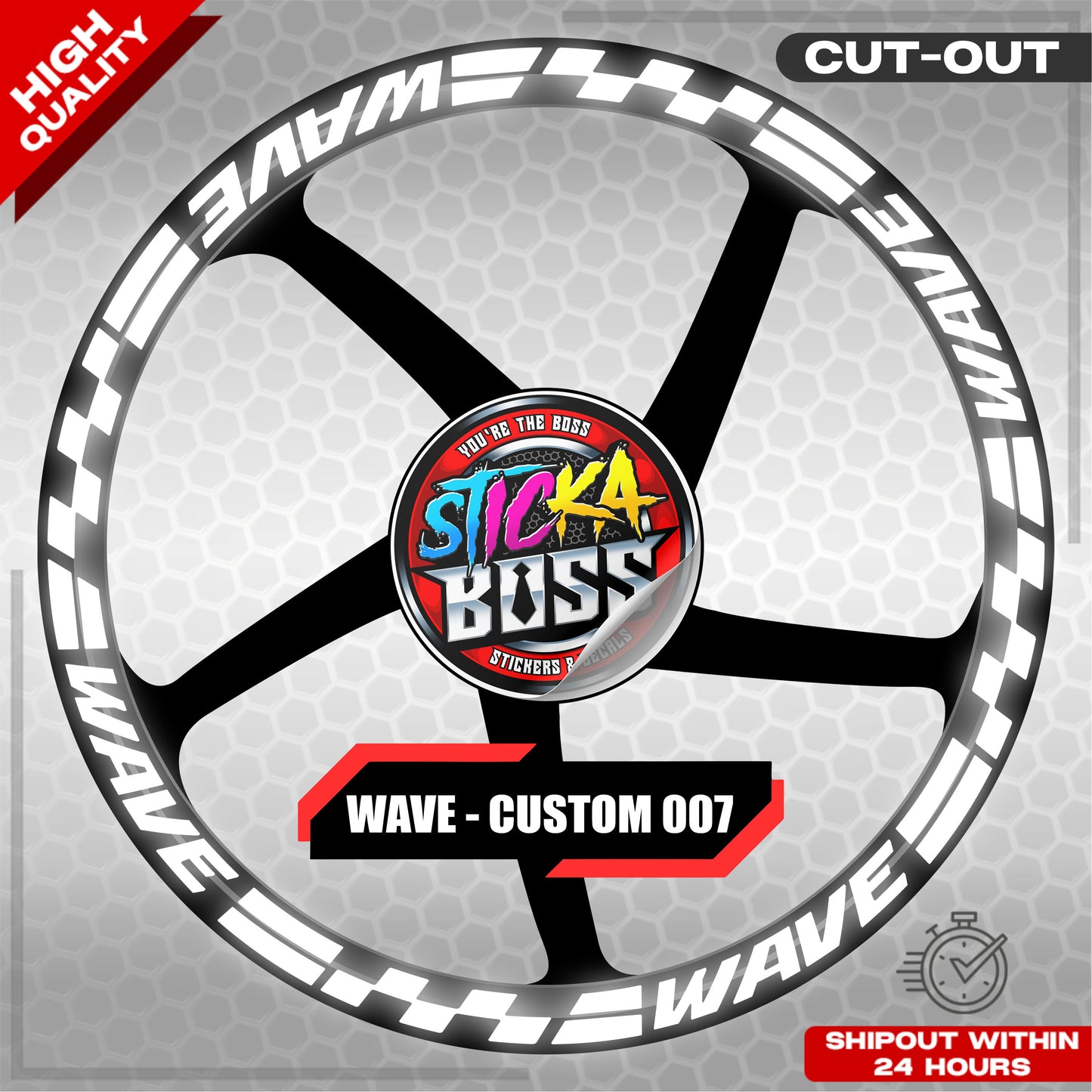 WAVE 110 / 125 MAG STICKER SET ( 2 MAGS ) - CUSTOM 007 | VINYL WATERPROOF CUT-OUT DECALS
