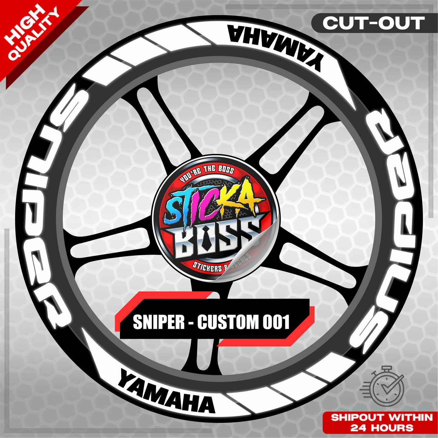 SNIPER 150 / 155 MAGS STICKER SET  ( 2 MAGS ) - CUSTOM 001 | VINYL WATERPROOF CUT-OUT DECALS