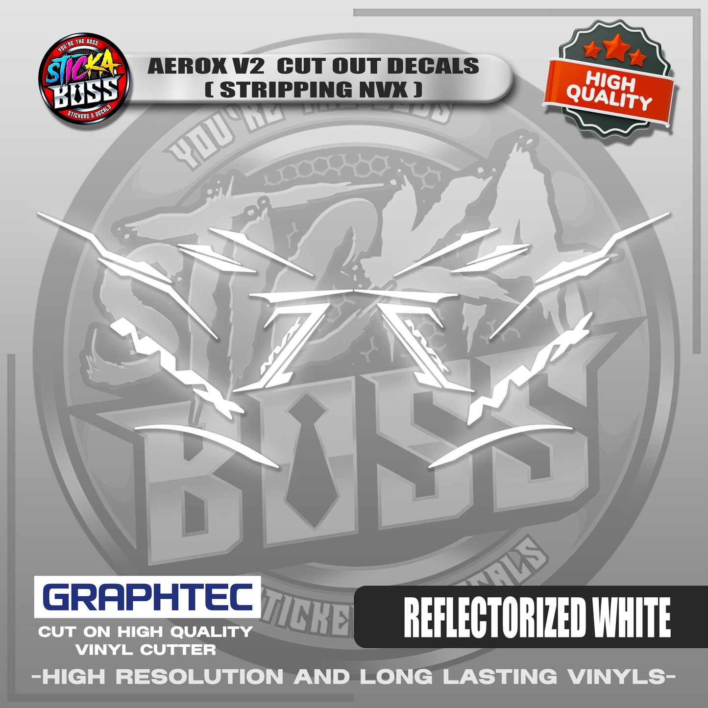 AEROX V2 CUT OUT DECALS ( STRIPPING NVX ) | VINYL WATERPROOF CUT-OUT STICKER DECALS