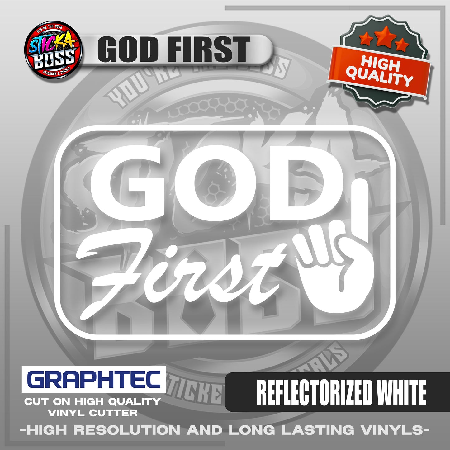 GOD FIRST | VINYL WATERPROOF CUT-OUT STICKER DECALS【Stickaboss】