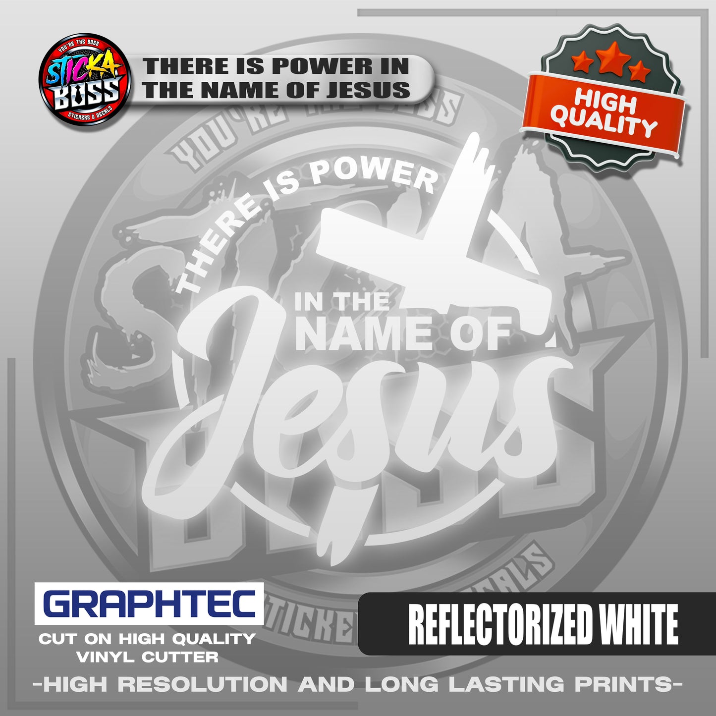 THERE IS POWER IN THE NAME OF JESUS | VINYL WATERPROOF CUT-OUT STICKER DECALS【Stickaboss】