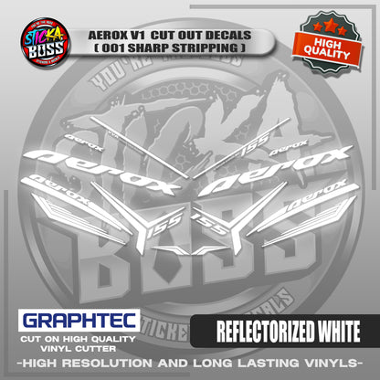 AEROX V1 CUT OUT DECALS ( 001 SHARP STRIPPING ) | VINYL WATERPROOF CUT-OUT STICKER DECALS