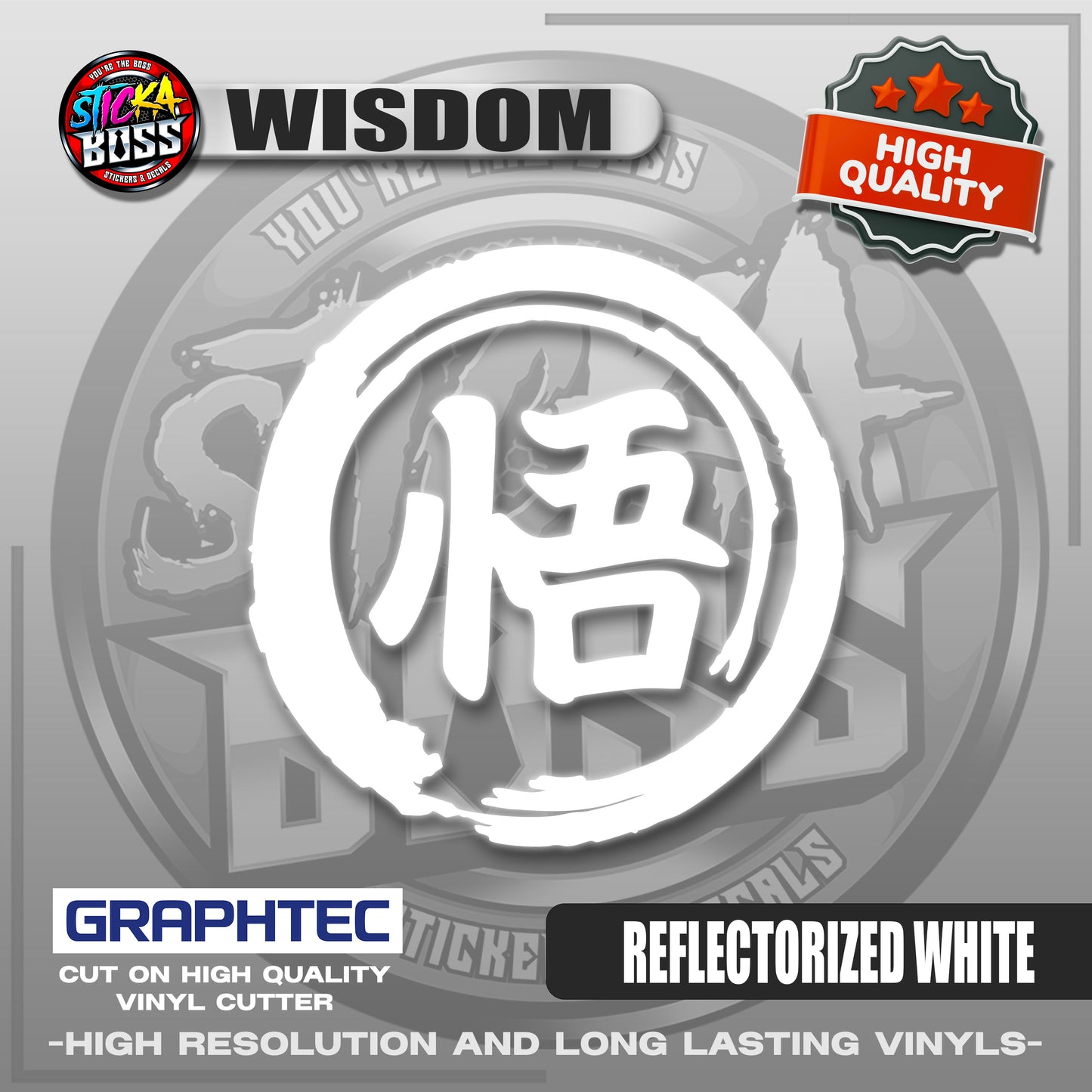 WISDOM - JAPANESE KANJI SYMBOL | VINYL WATERPROOF CUT-OUT STICKER DECALS【Stickaboss】