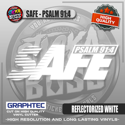 SAFE - PSALM 91:4 | VINYL WATERPROOF CUT-OUT STICKER DECALS【Stickaboss】