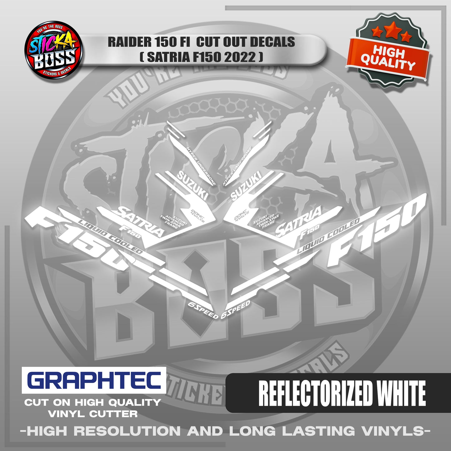 RAIDER 150 FI CUT OUT DECALS ( SATRIA F150 2022 ) | VINYL WATERPROOF CUT-OUT STICKER DECALS