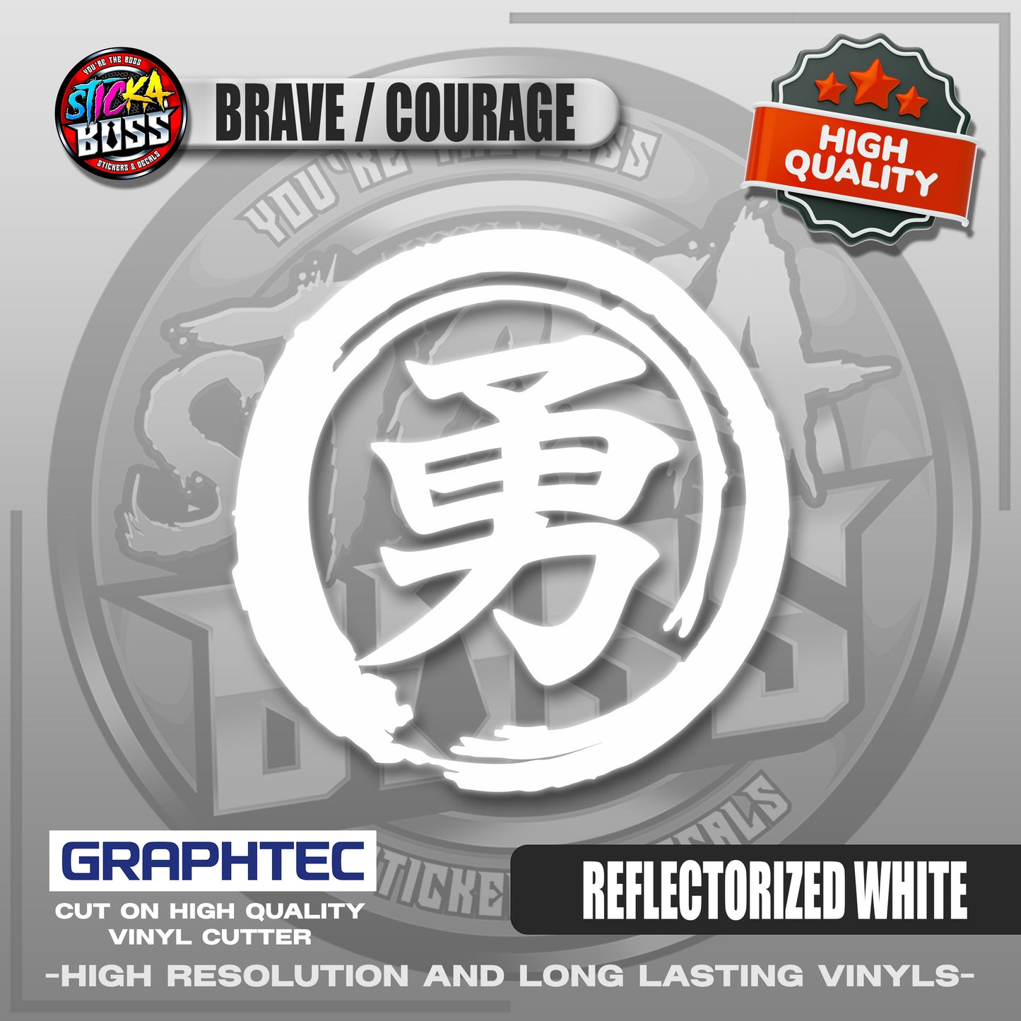 BRAVE COURAGE - JAPANESE KANJI SYMBOL | VINYL WATERPROOF CUT-OUT STICKER DECALS【Stickaboss】