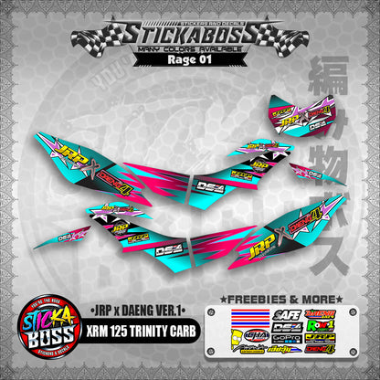 XRM 125 TRINITY CARB DECALS - JRP x DAENG VER.1 (RAGE EDITION)【PREMIUM GLOSSY LAMINATED】