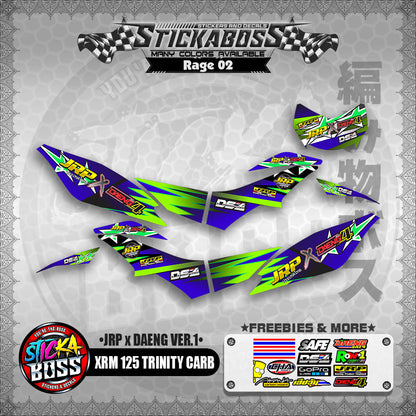 XRM 125 TRINITY CARB DECALS - JRP x DAENG VER.1 (RAGE EDITION)【PREMIUM GLOSSY LAMINATED】