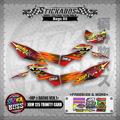 XRM 125 TRINITY CARB DECALS - JRP x DAENG VER.1 (RAGE EDITION)【PREMIUM GLOSSY LAMINATED】