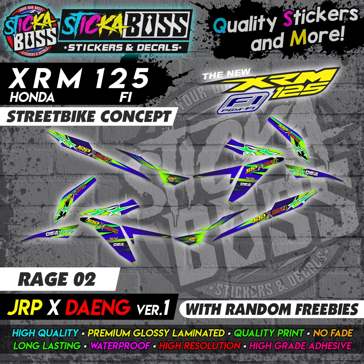 XRM 125 FI Decals - (JRP x DAENG VER.1) [STREET BIKE CONCEPT]【PREMIUM GLOSSY LAMINATED】