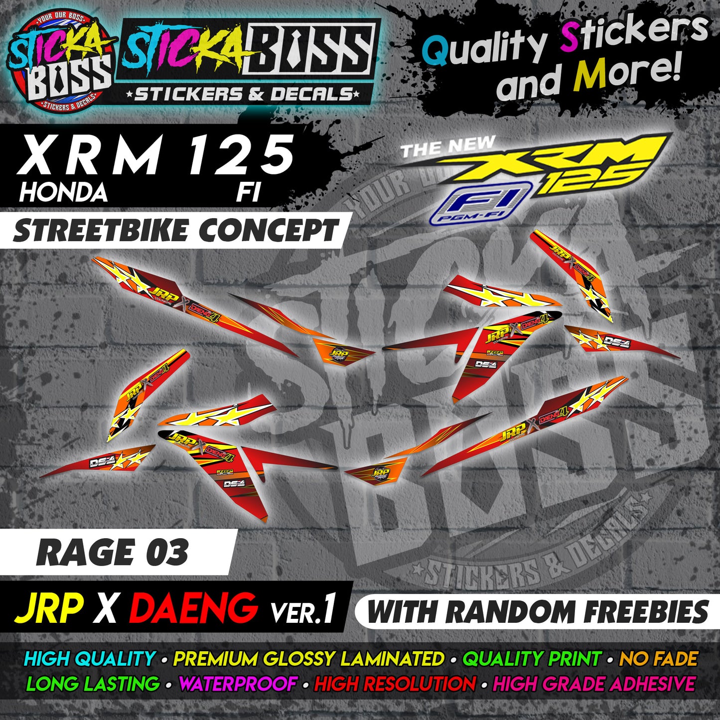 XRM 125 FI Decals - (JRP x DAENG VER.1) [STREET BIKE CONCEPT]【PREMIUM GLOSSY LAMINATED】
