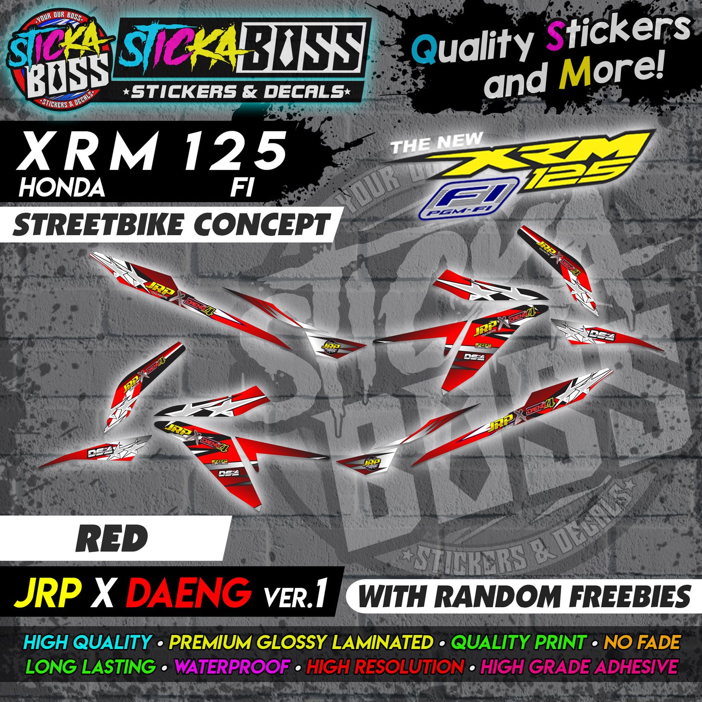 XRM 125 FI Decals - (JRP x DAENG VER.1) [STREET BIKE CONCEPT]【PREMIUM GLOSSY LAMINATED】