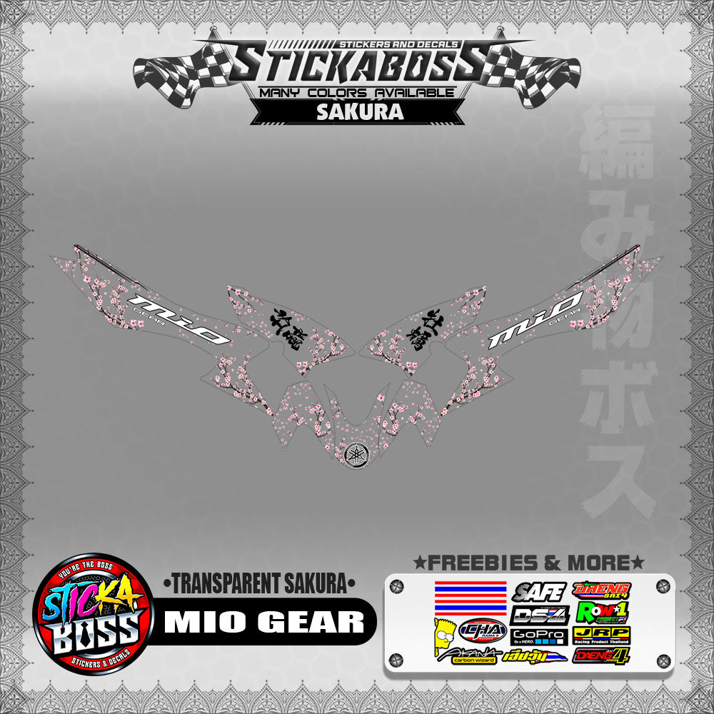 【PREMIUM UV PRINT】TRANSPARENT MIO GEAR STICKER DECALS ( SAKURA )【WITH FREEBIES】