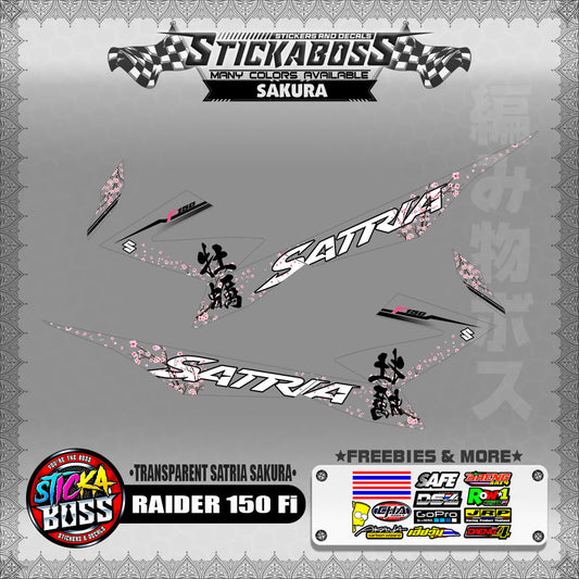 【PREMIUM UV PRINT】TRANSPARENT RAIDER 150 Fi STICKER DECALS ( SATRIA SAKURA )【WITH FREEBIES】