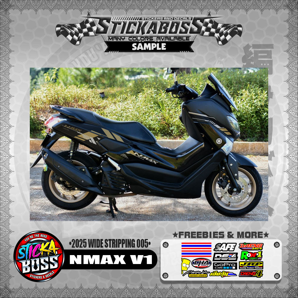 NMAX V1 INDO STICKER DECALS ( 2025 WIDE STRIPPING 005 )【WITH FREEBIES】