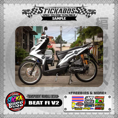 【PREMIUM UV PRINT】TRANSPARENT BEAT FI V2 STICKER DECALS ( MANDALA DESIGN )【WITH FREEBIES】