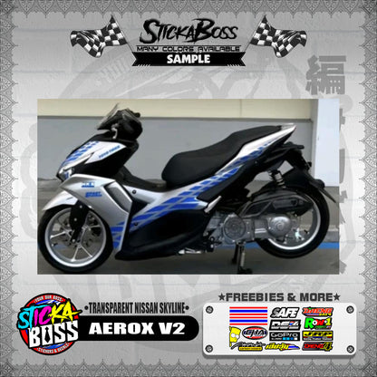 AEROX V2 DECALS ( TRANSPARENT NISSAN SKYLINE )【WITH FREEBIES】
