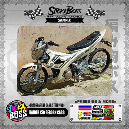 RAIDER 150 REBORN CARB DECALS ( TRANSPARENT DASH STRIPPING )【WITH FREEBIES】