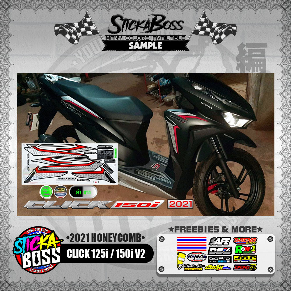 CLICK 125i / 150i V2 DECALS ( 2021 HONEYCOMB )【WITH FREEBIES】