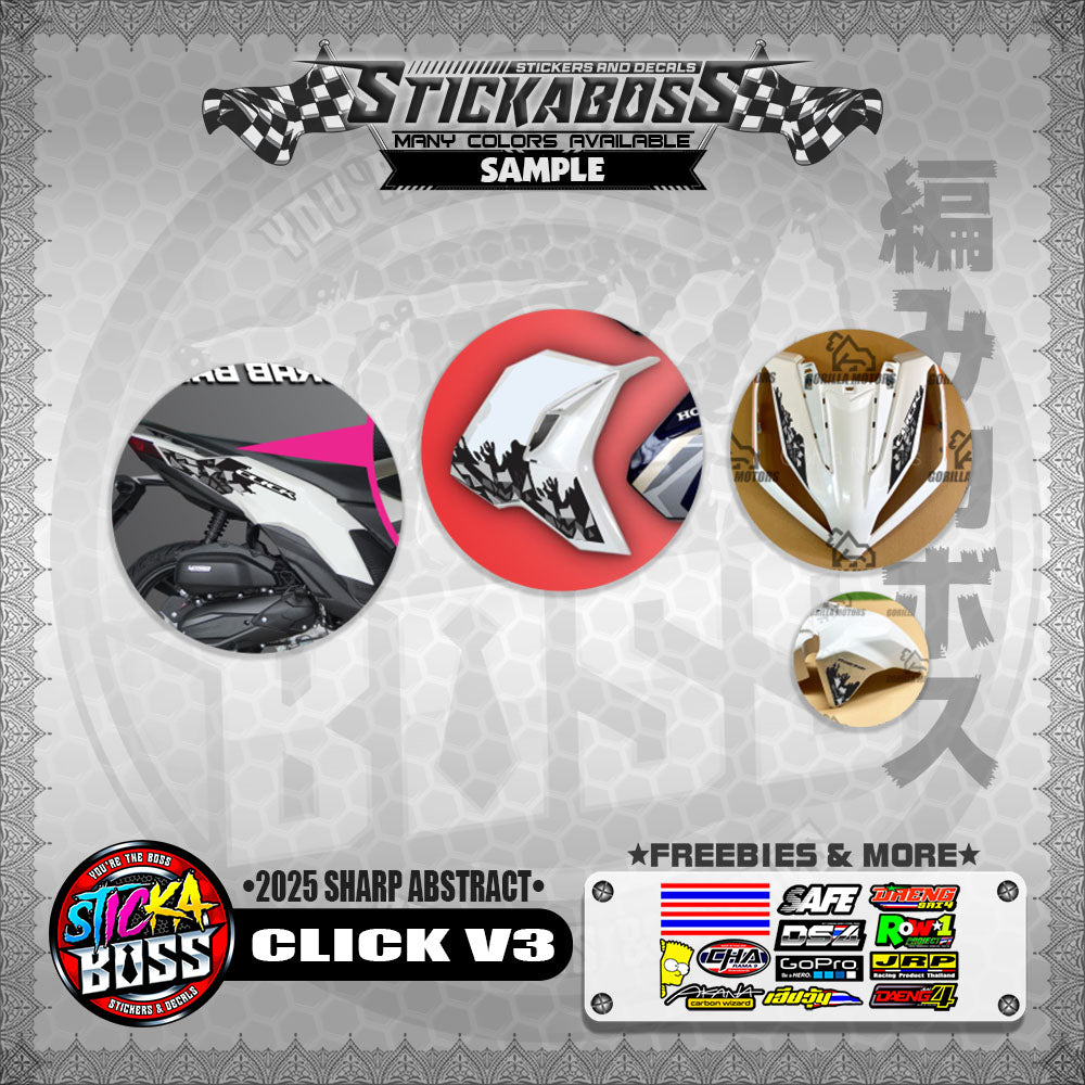 CLICK V3 INDO STICKER DECALS ( 2025 SHARP ABSTRACT  )【WITH FREEBIES】
