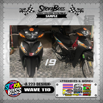 WAVE 110 DECALS ( A 223 DESIGN )【WITH FREEBIES】