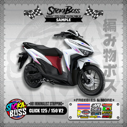 CLICK 125 / 150 V2 DECALS ( 001 MINIMALIST STRIPPING )【WITH FREEBIES】