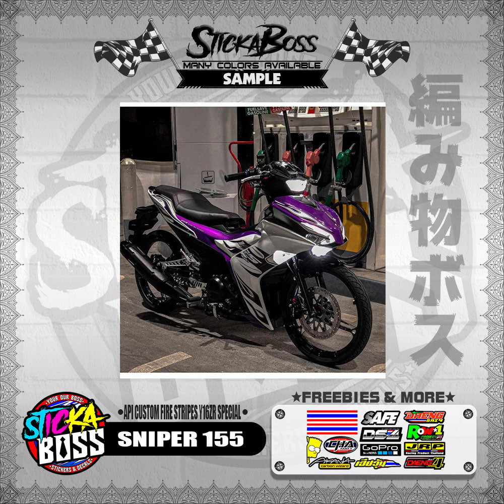 SNIPER 155 DECALS ( API CUSTOM FIRE STRIPES Y16ZR SPECIAL )【WITH FREEBIES】